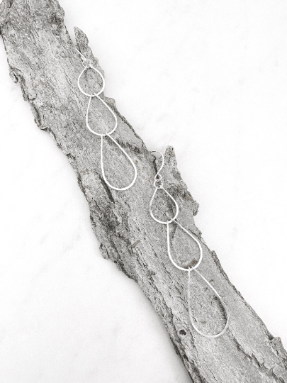 Silver Triple Teardrop Earrings | Waterfall Earrings | Silver Boho Earrings | Sterling Silver