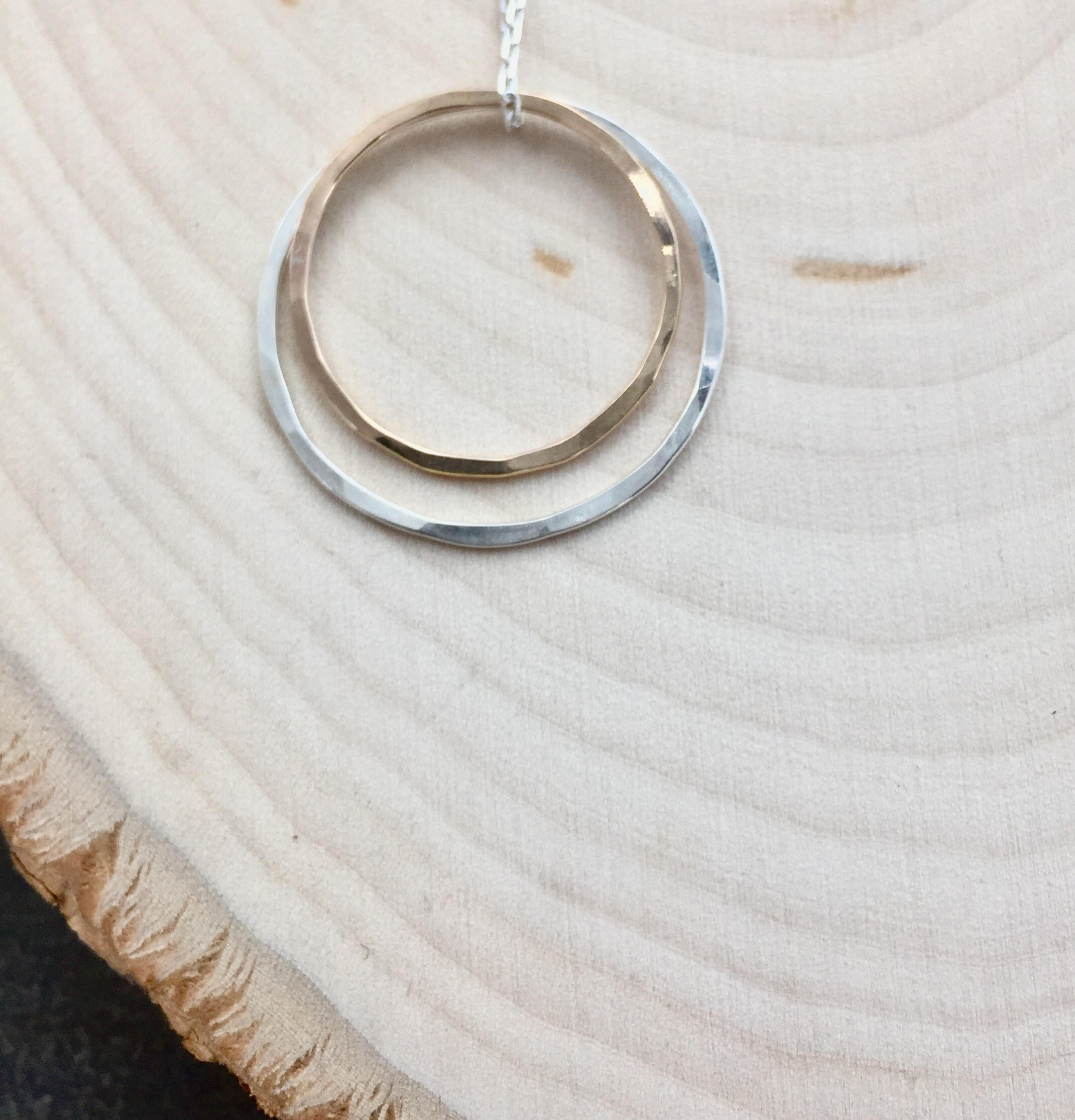Gold and Sterling Silver Circle Necklace