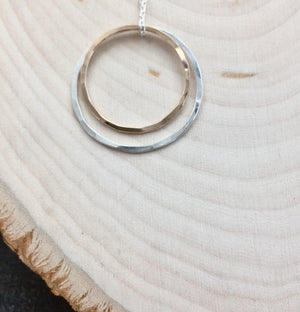 Gold and Sterling Silver Circle Necklace