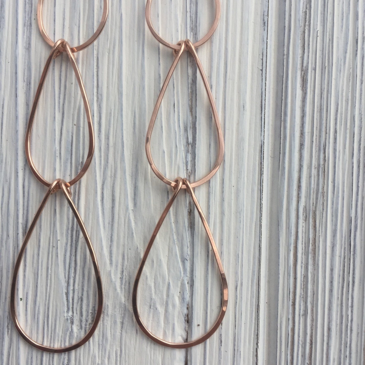 Rose Gold Triple Teardrop Earrings | Waterfall Earrings | Rose Gold Boho Earrings | Teardrop Earrings | Open Teardrops | Lightweight Earrings | Statement Earrings
