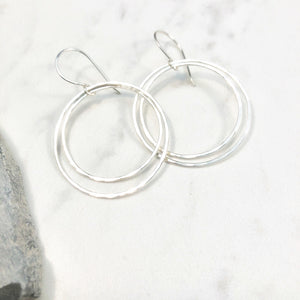 Sterling Silver Round Double Hoop Earrings