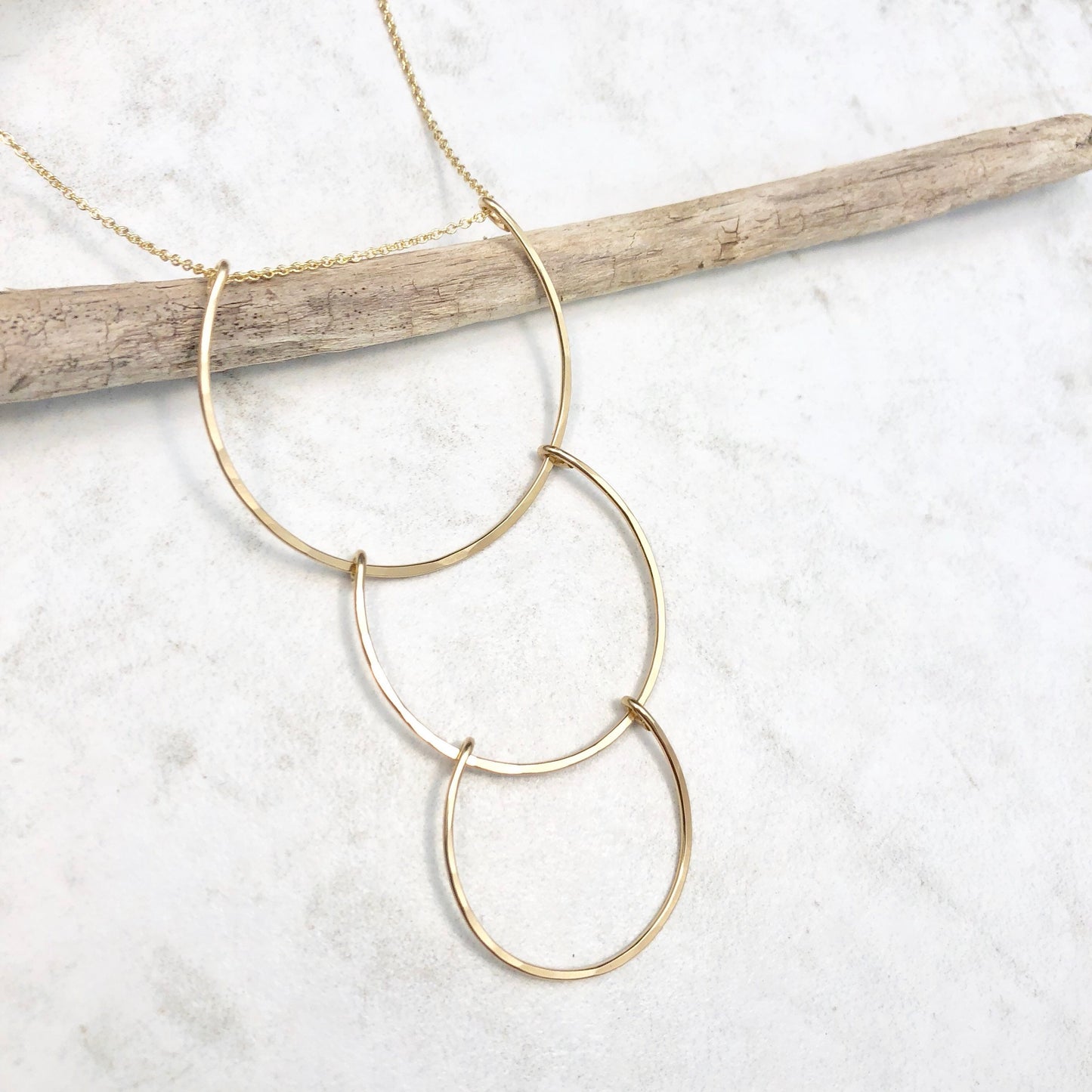 Gold Supernova Necklace  | Arch Necklace | Cascading Pendant | Statement Necklace | Hammered Pendant | Layering Pendant | Gold Boho Necklace | 14 K Gold Filled