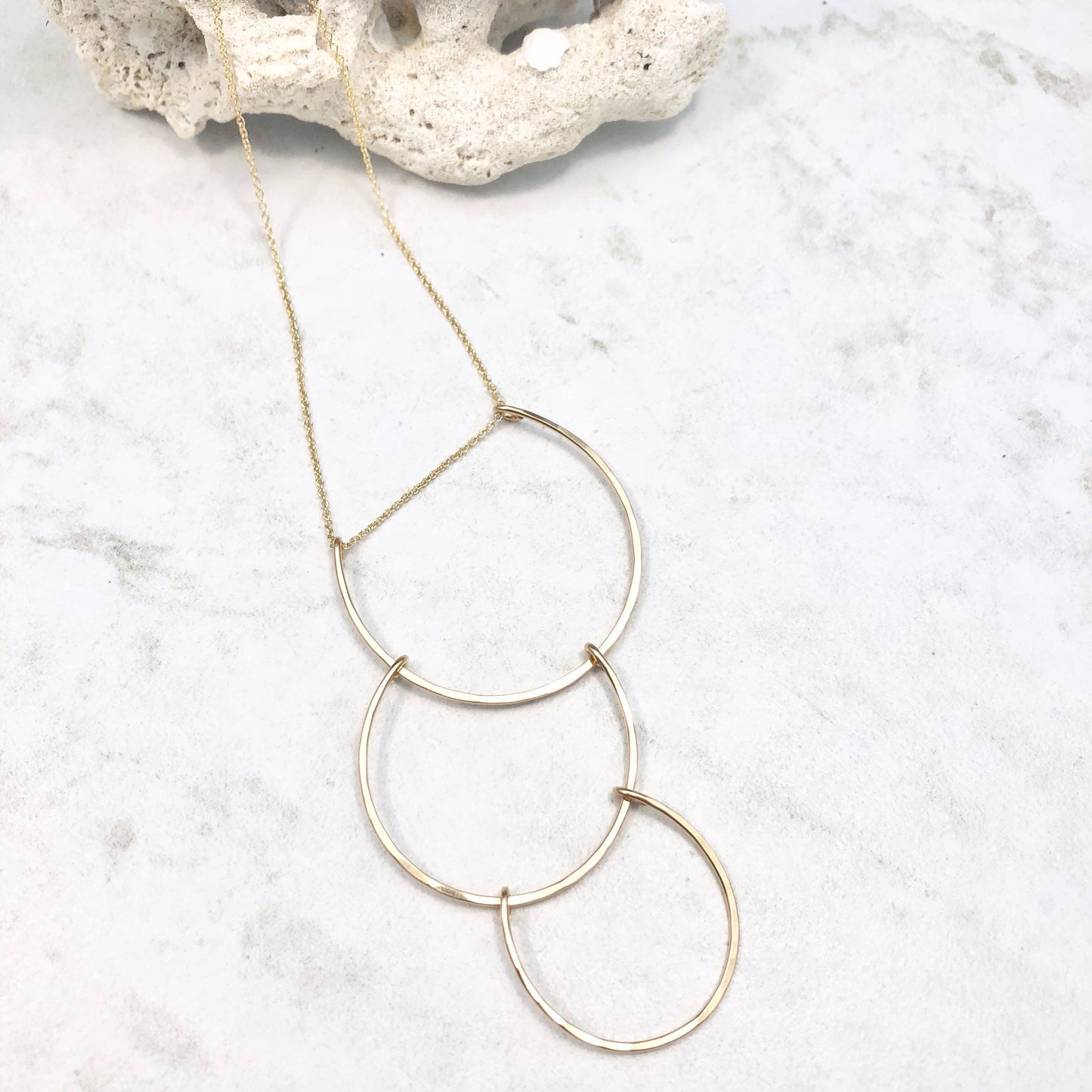Gold Supernova Necklace  | Arch Necklace | Cascading Pendant | Statement Necklace | Hammered Pendant | Layering Pendant | Gold Boho Necklace | 14 K Gold Filled