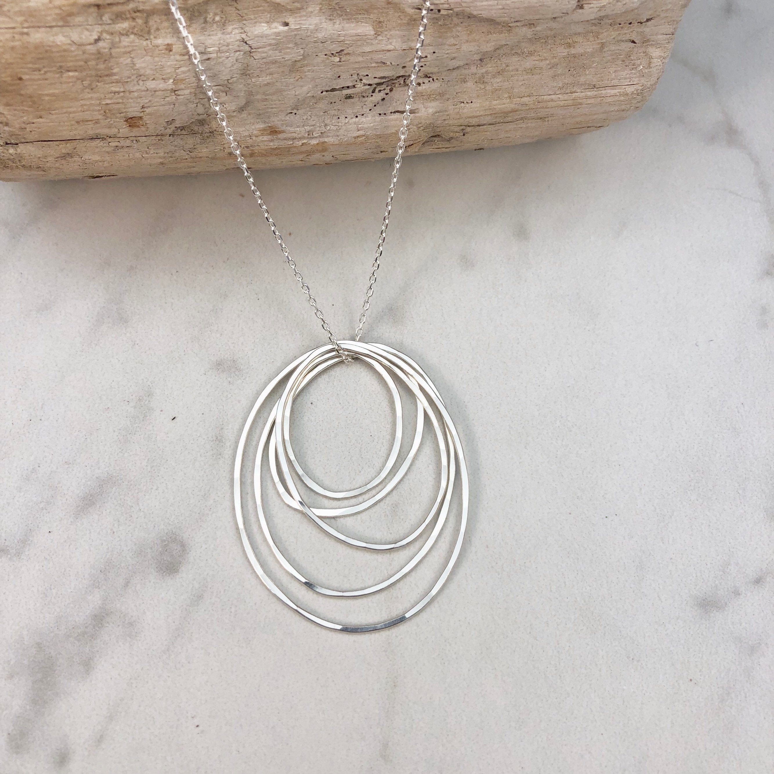 50th Birthday Gift, Sterling Silver 5 Ring Necklace, 50th Jewellery,  Milestone Necklace, Minimalist Necklace, Birthday Gift for Women - Etsy
