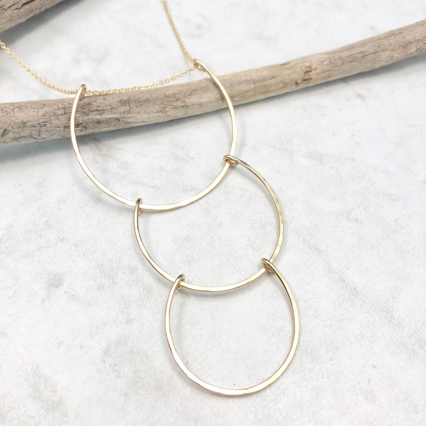Gold Supernova Necklace  | Arch Necklace | Cascading Pendant | Statement Necklace | Hammered Pendant | Layering Pendant | Gold Boho Necklace | 14 K Gold Filled
