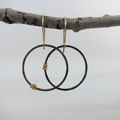 Oxidized Hoops Earrings with Gold | Boho Hoops | Edgy Earrings | Modern Earrings | Lightweight Earrings | Dainty Earrings
