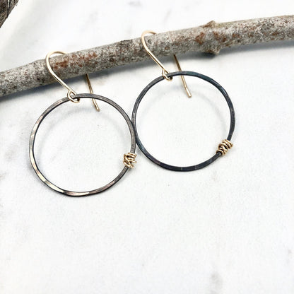Oxidized Hoops Earrings with Gold | Boho Hoops | Edgy Earrings | Modern Earrings | Lightweight Earrings | Dainty Earrings