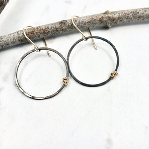Oxidized Silver Hoops Earrings with Gold Wraps – Rachel Dawn Designs