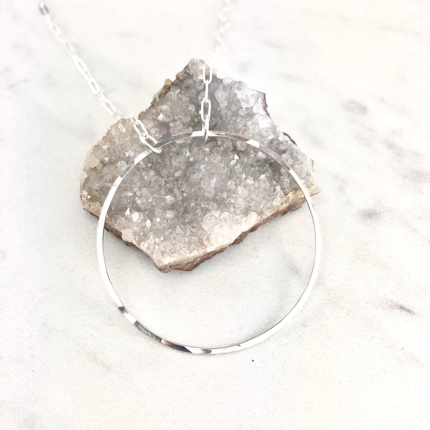 Silver Floating Circle Necklace | Karma Necklace | Hammered Silver Pendant | Linked Necklace | Infinity Necklace | Handmade Sterling Silver