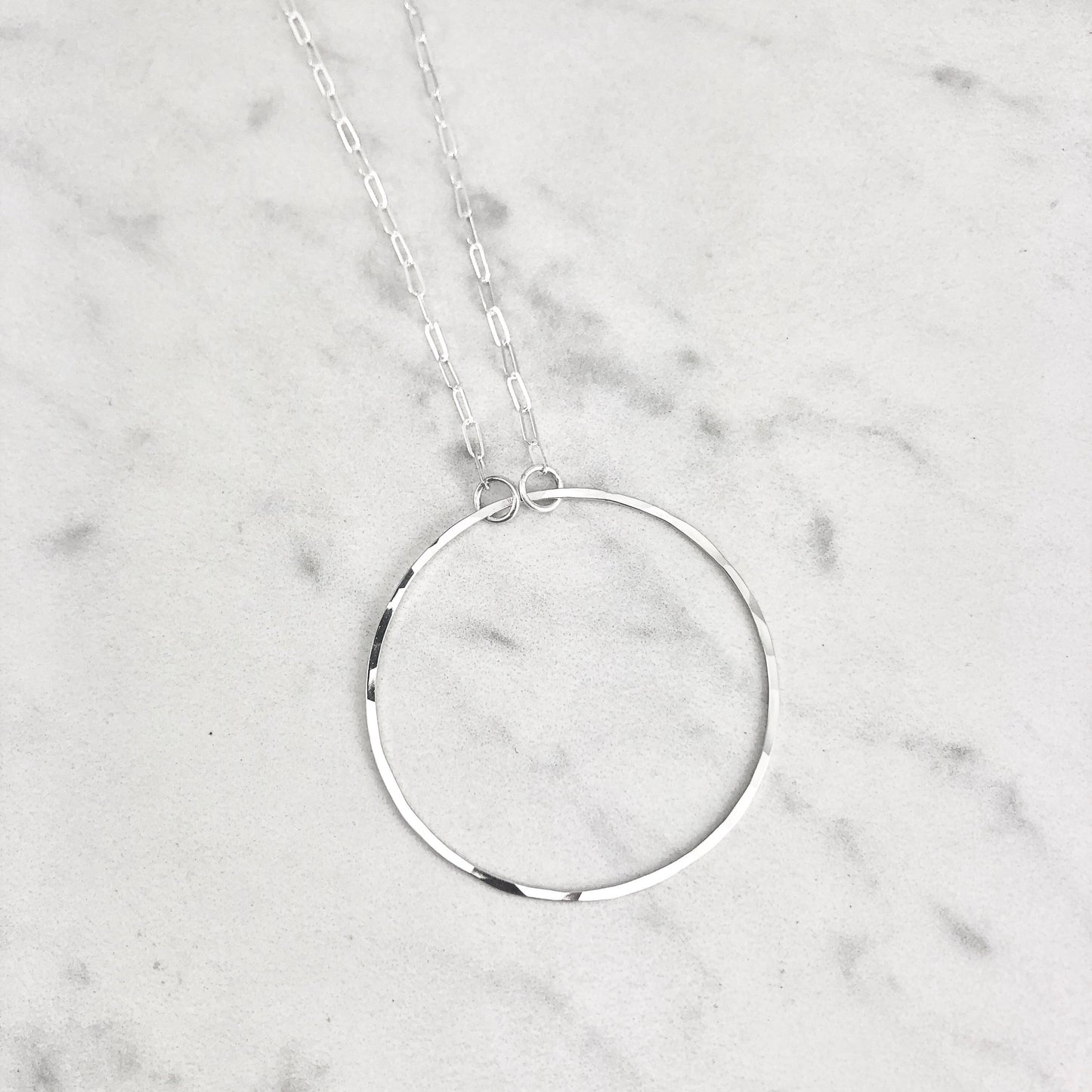 Silver Floating Circle Necklace | Karma Necklace | Hammered Silver Pendant | Linked Necklace | Infinity Necklace | Handmade Sterling Silver