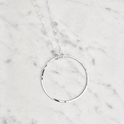 Silver Floating Circle Necklace | Karma Necklace | Hammered Silver Pendant | Linked Necklace | Infinity Necklace | Handmade Sterling Silver