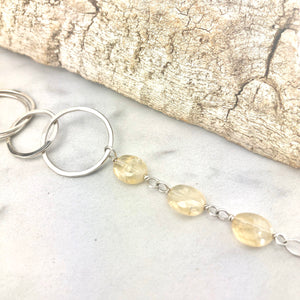 Hammered Sterling Silver Circles Bracelet with Citrine