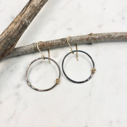 Oxidized Hoops Earrings with Gold | Boho Hoops | Edgy Earrings | Modern Earrings | Lightweight Earrings | Dainty Earrings