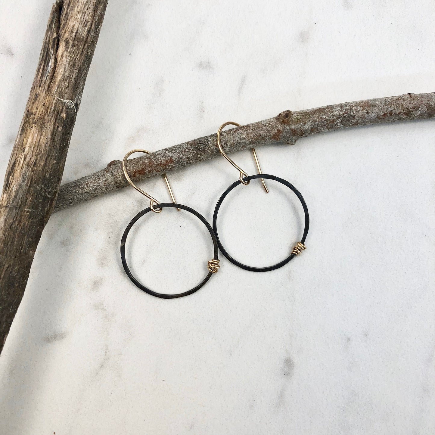 Oxidized Hoops Earrings with Gold | Boho Hoops | Edgy Earrings | Modern Earrings | Lightweight Earrings | Dainty Earrings