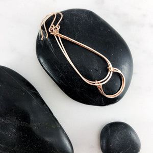 Hammered Rose Gold Medium Teardrop Fall Hoop Earrings