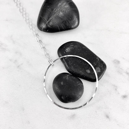 Silver Floating Circle Necklace | Karma Necklace | Hammered Silver Pendant | Linked Necklace | Infinity Necklace | Handmade Sterling Silver