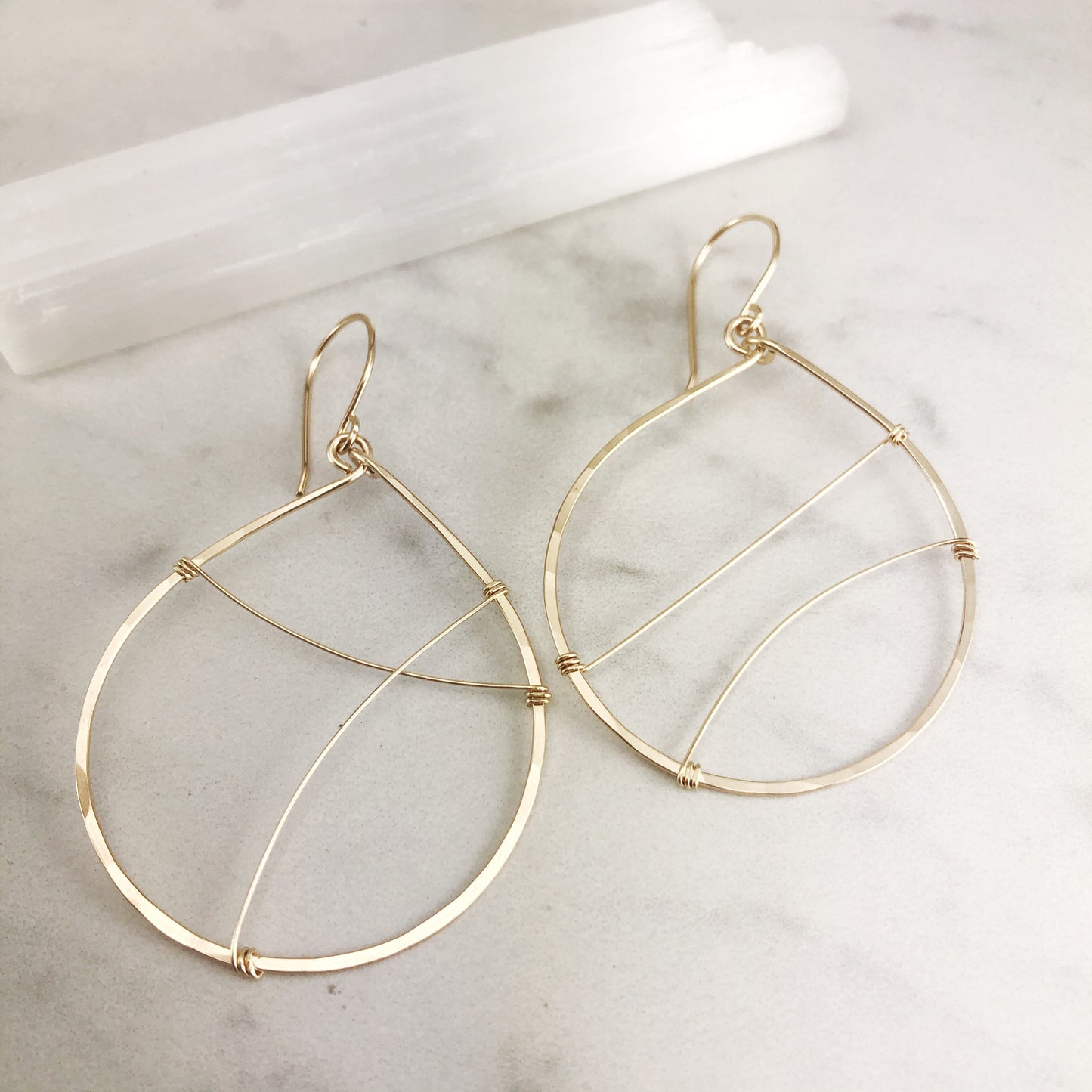 Gold Teardrop Hoop Earrings | Statement Earrings | Teardrop Hoops | Boho Hoop Earrings | Asymmetric Earrings | Modern Earrings | Open Teardrop Earrings