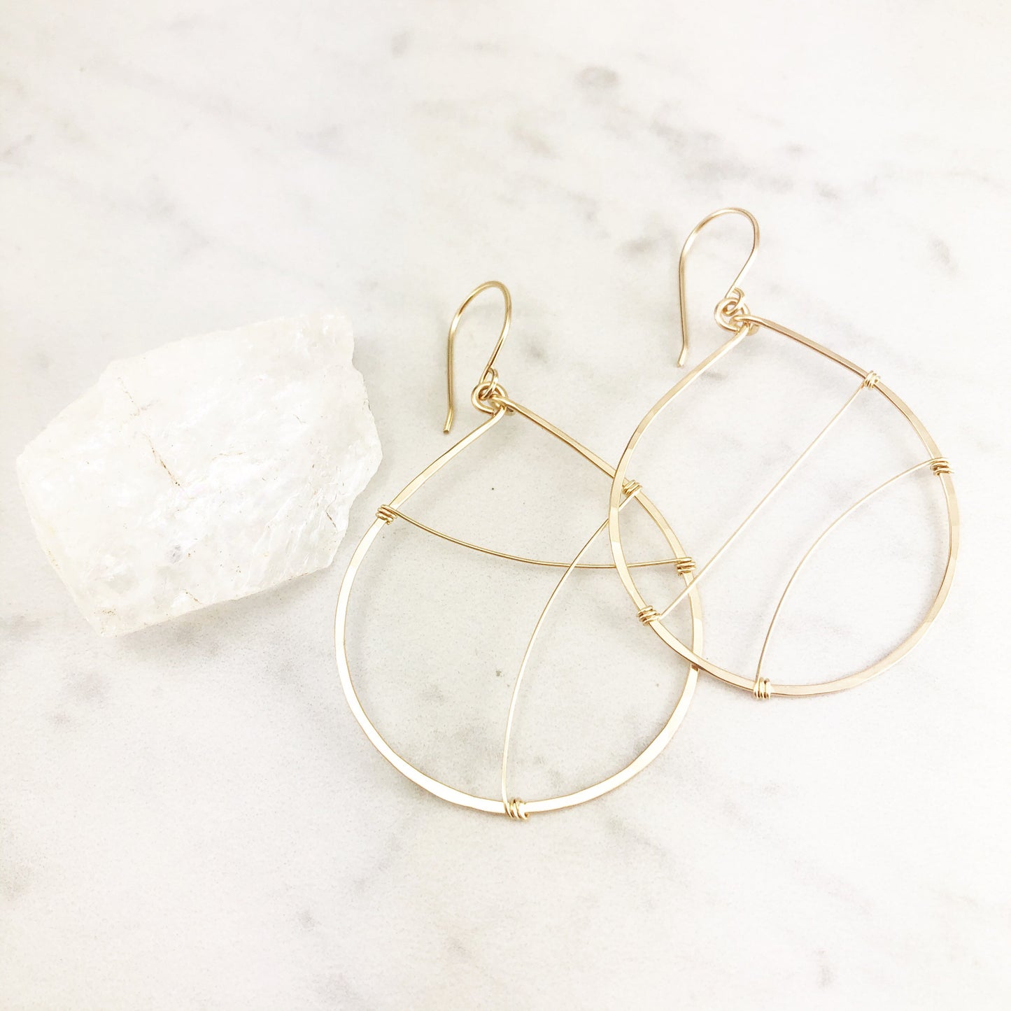 Gold Teardrop Hoop Earrings | Statement Earrings | Teardrop Hoops | Boho Hoop Earrings | Asymmetric Earrings | Modern Earrings | Open Teardrop Earrings