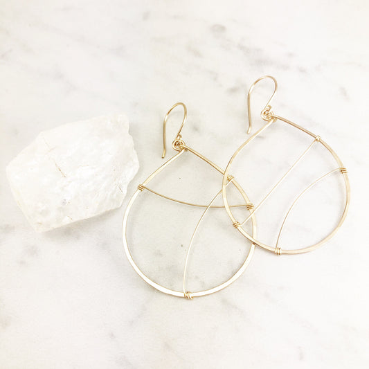 Gold Teardrop Hoop Earrings | Statement Earrings | Teardrop Hoops | Boho Hoop Earrings | Asymmetric Earrings | Modern Earrings | Open Teardrop Earrings