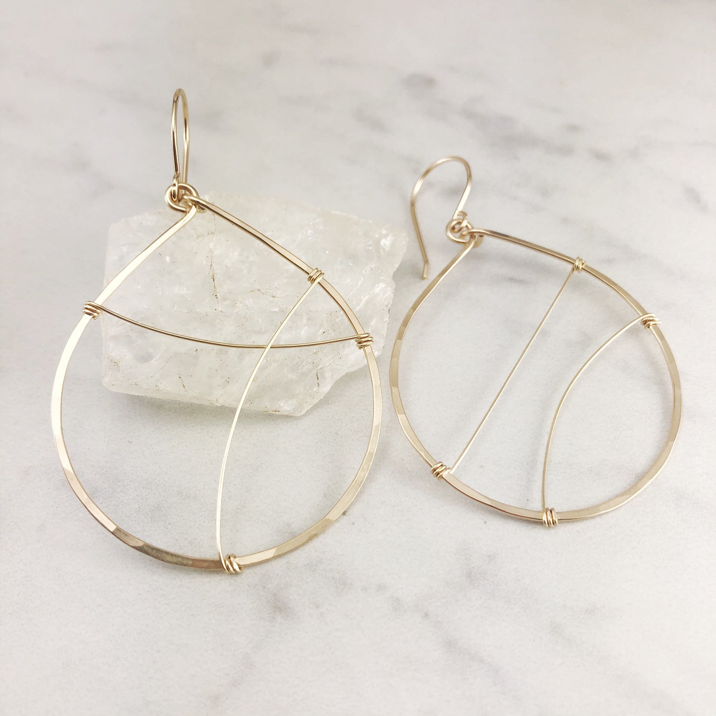 Gold Teardrop Hoop Earrings | Statement Earrings | Teardrop Hoops | Boho Hoop Earrings | Asymmetric Earrings | Modern Earrings | Open Teardrop Earrings