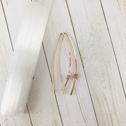 Rose Gold Threader Earrings | Arc Earrings | Open Hoops | Delicate Earrings | Dainty Open Hoops | Pull Through Earrings