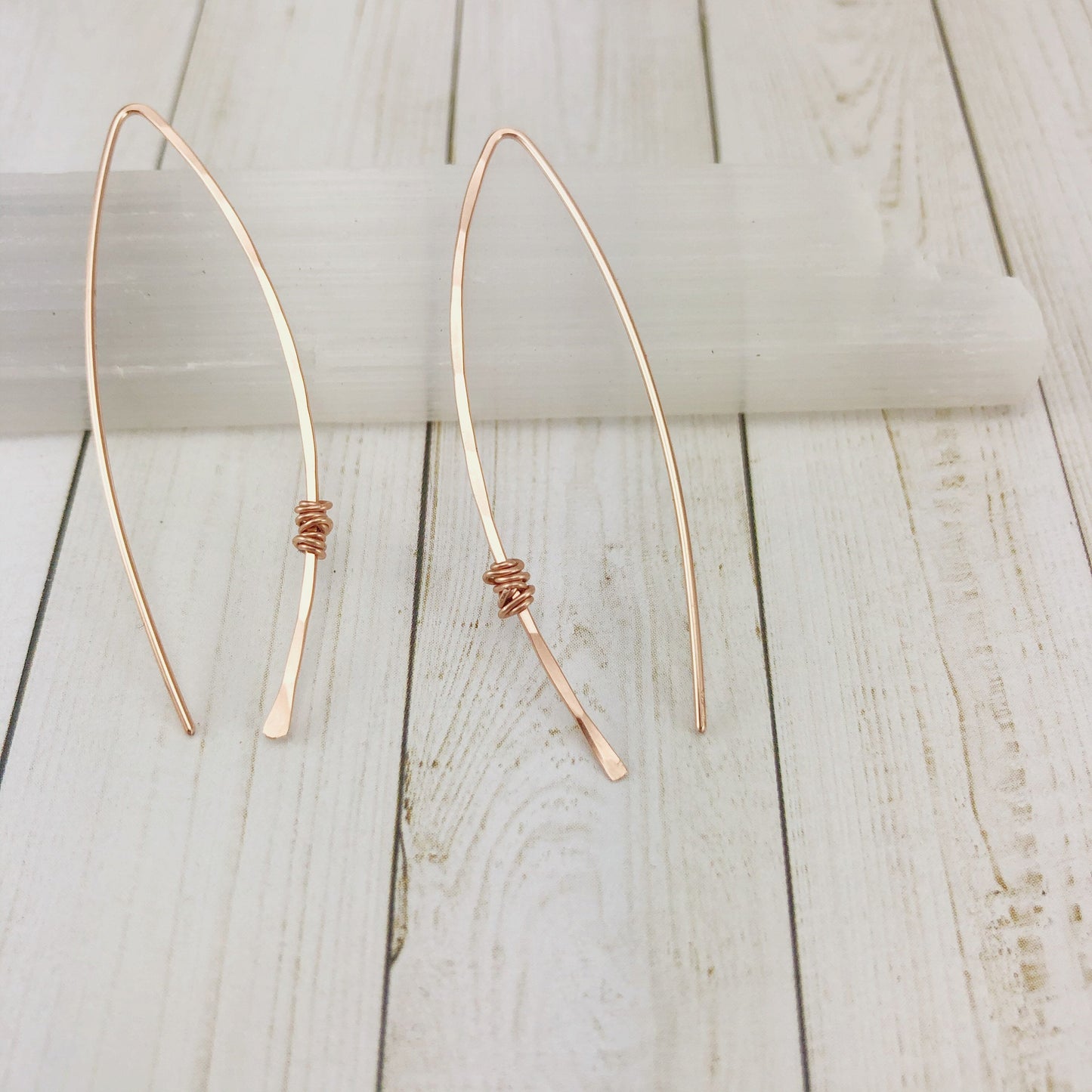 Rose Gold Threader Earrings | Arc Earrings | Open Hoops | Delicate Earrings | Dainty Open Hoops | Pull Through Earrings