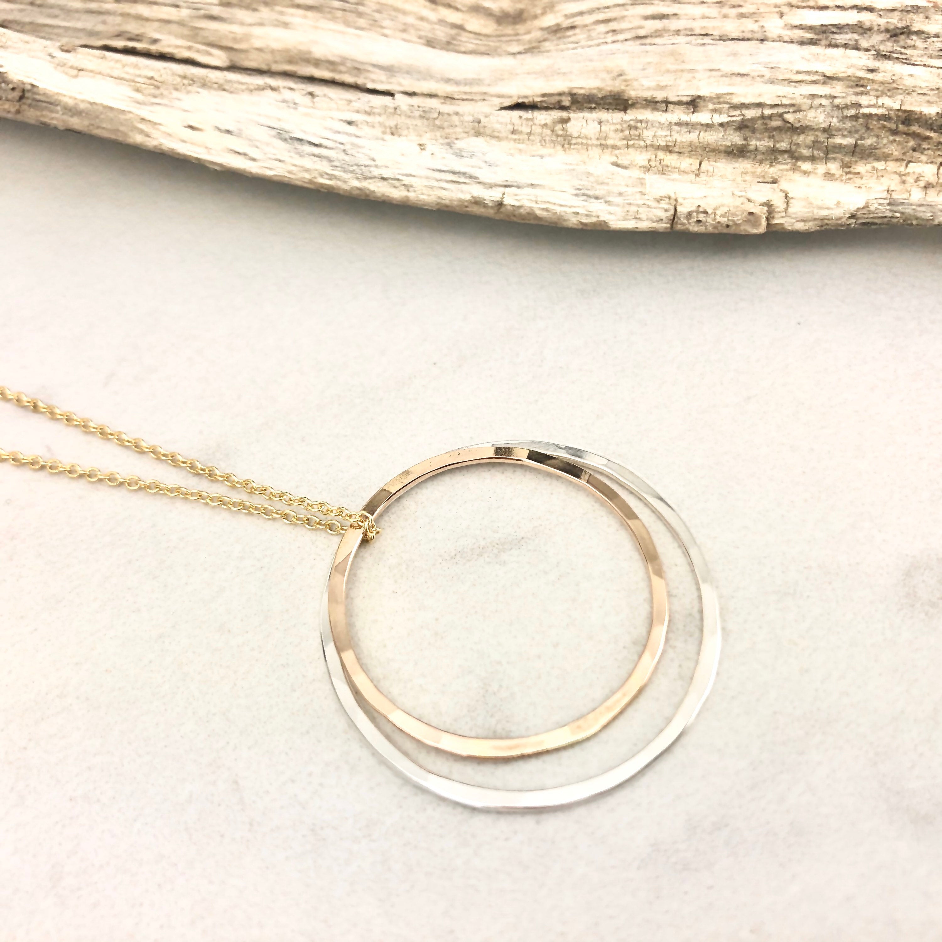 Gold and Sterling Silver Solar Eclipse Necklace