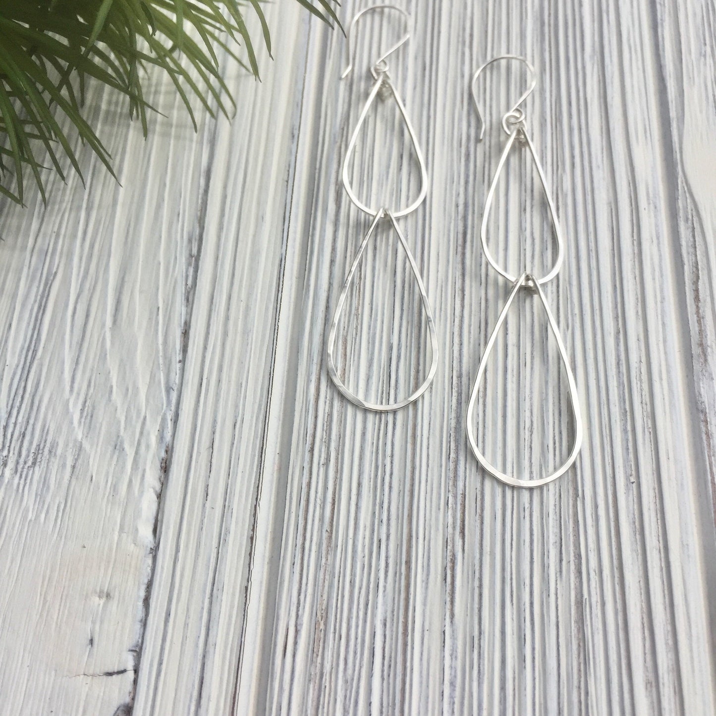 Silver Double Teardrop Earrings | Waterfall Earrings | Silver Teardrop Hoops | Sterling Silver