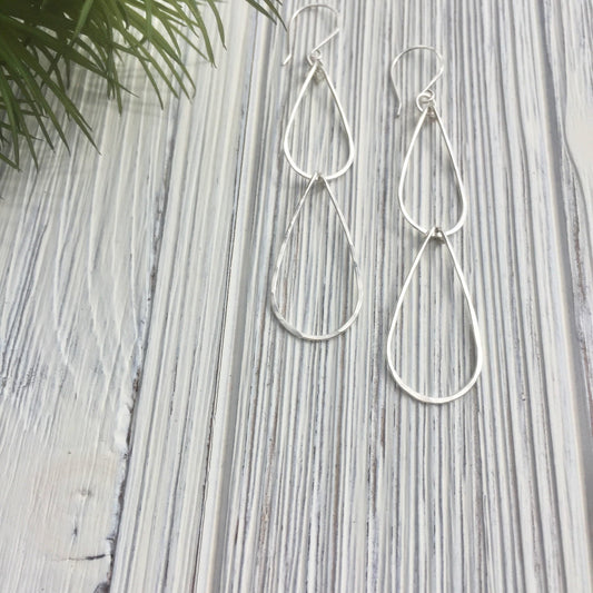Silver Double  Teardrop Earrings | Waterfall Earrings | Silver Teardrop Earrings | Sterling Silver