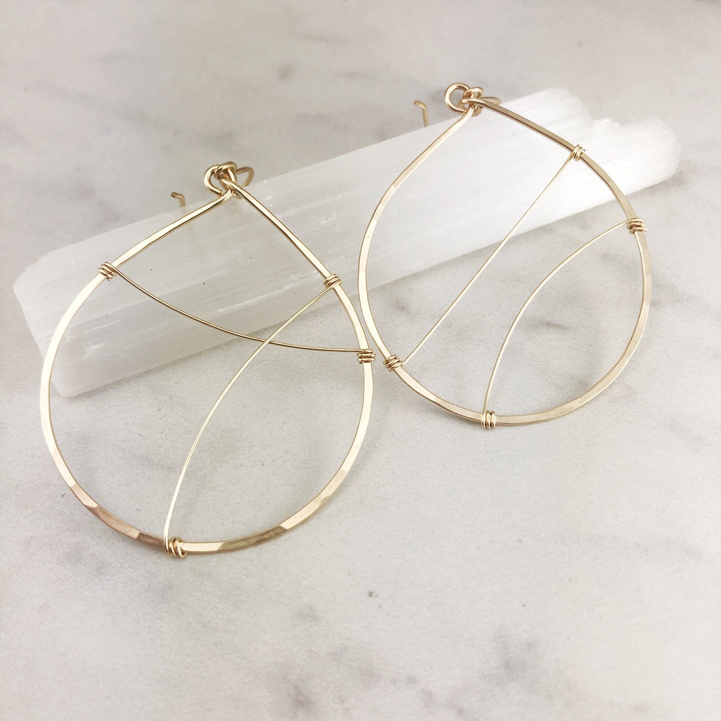 Gold Teardrop Hoop Earrings | Statement Earrings | Teardrop Hoops | Boho Hoop Earrings | Asymmetric Earrings | Modern Earrings | Open Teardrop Earrings