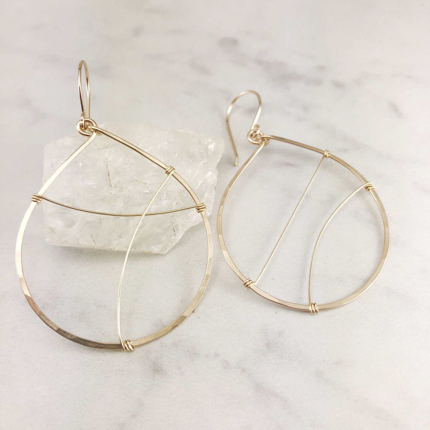 Gold Teardrop Hoop Earrings | Statement Earrings | Teardrop Hoops | Boho Hoop Earrings | Asymmetric Earrings | Modern Earrings | Open Teardrop Earrings