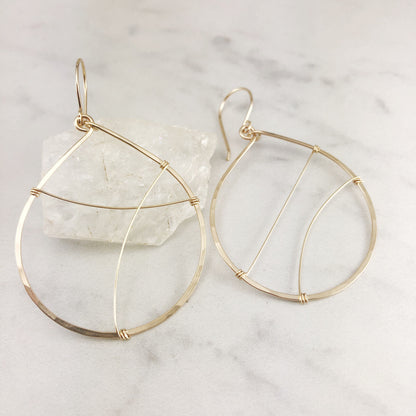 Gold Teardrop Hoop Earrings | Statement Earrings | Teardrop Hoops | Boho Hoop Earrings | Asymmetric Earrings | Modern Earrings | Open Teardrop Earrings