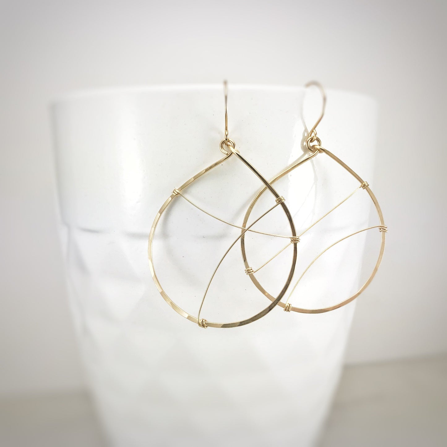 Gold Teardrop Hoop Earrings | Statement Earrings | Teardrop Hoops | Boho Hoop Earrings | Asymmetric Earrings | Modern Earrings | Open Teardrop Earrings