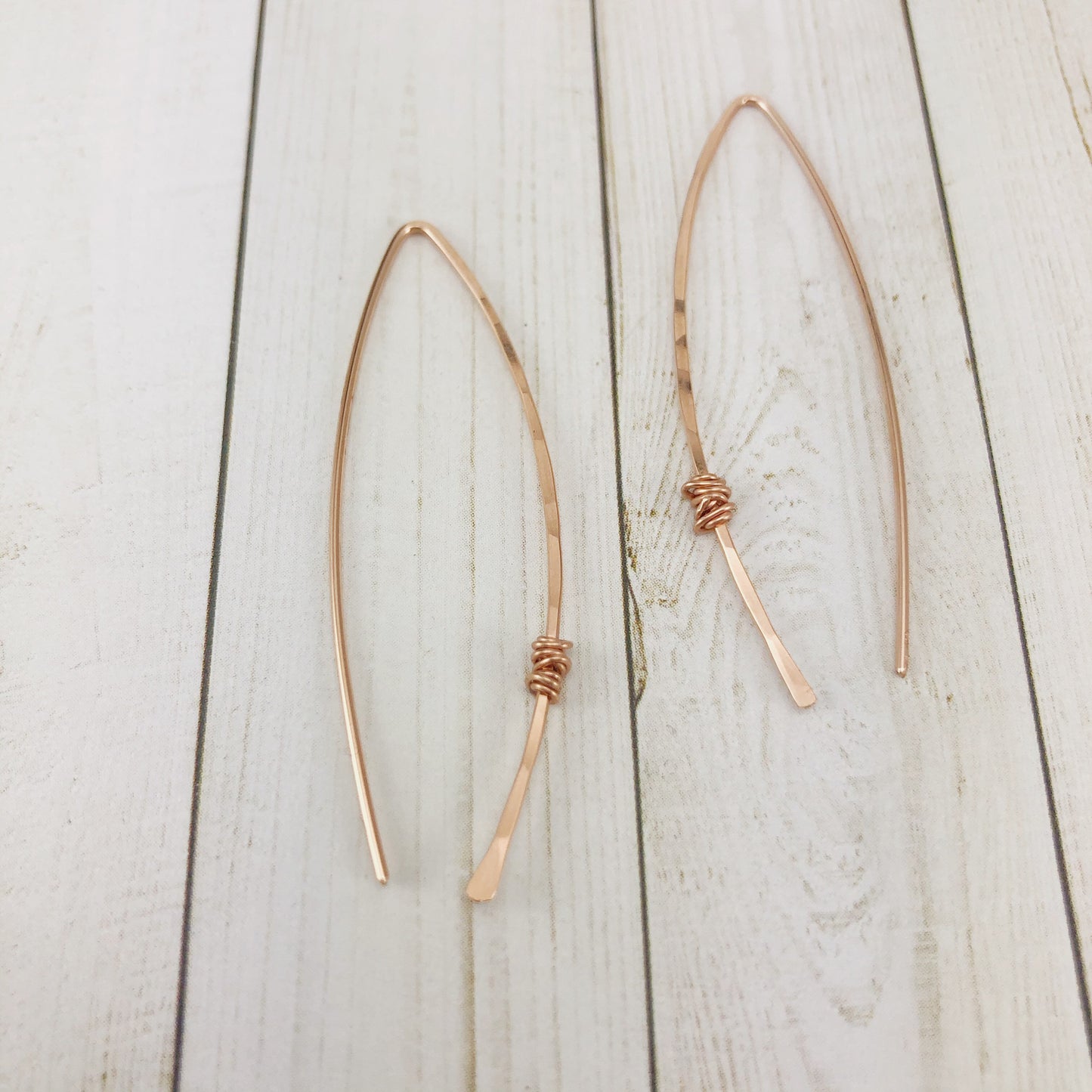 Rose Gold Threader Earrings | Arc Earrings | Open Hoops | Delicate Earrings | Dainty Open Hoops | Pull Through Earrings