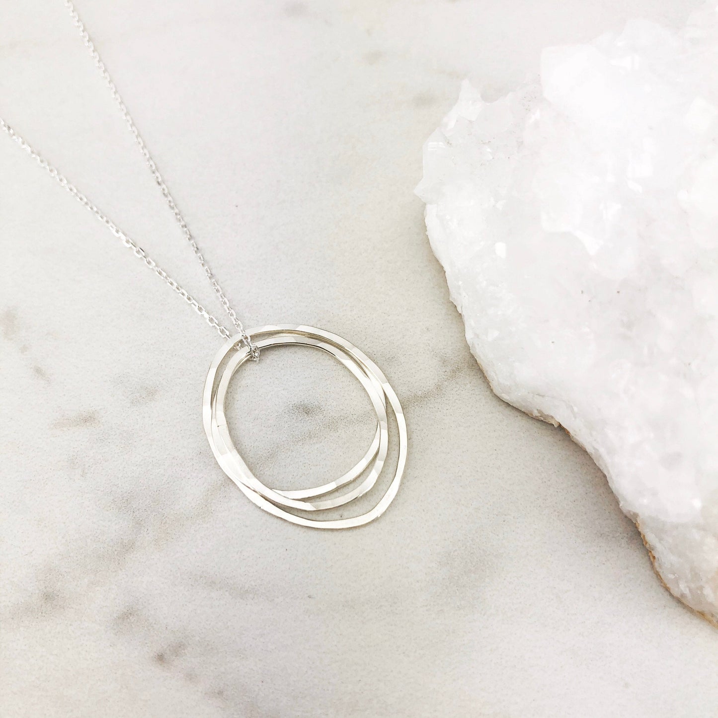 Silver Three Moon Necklace | Karma Necklace | Circle Pendant | Hammered Circle Necklace | Family Necklace | Generations Necklace | Mother Necklace | New Mom | 30th Birthday Present