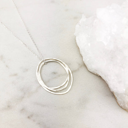 Silver Three Moon Necklace | Karma Necklace | Circle Pendant | Hammered Circle Necklace | Family Necklace | Generations Necklace | Mother Necklace | New Mom | 30th Birthday Present