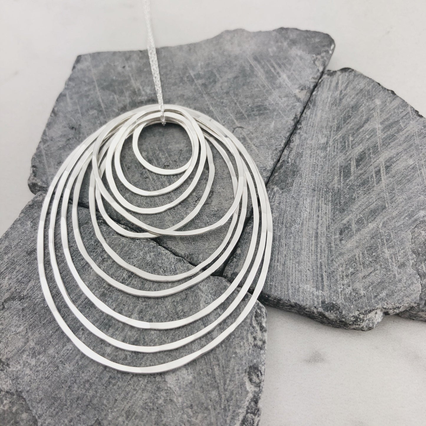 Silver Ten Circle Necklace | Karma Necklace | Circle Pendant | Hammered Circle Necklace | Family Necklace | Generations Necklace | Mother Necklace | Anniversary Necklace