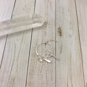 Silver Arch Earrings with Herkimer Diamonds