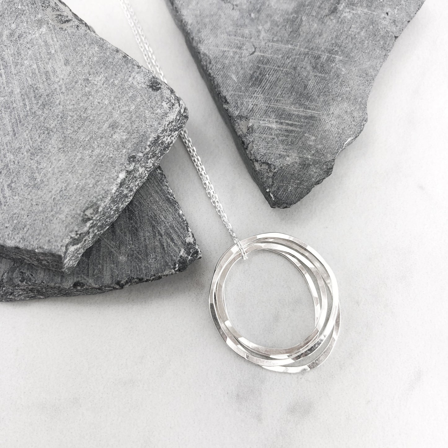 Sterling Silver Four Circle Necklace | Hammered Circle Necklace | Karma Necklace | Dainty Necklace | Family Necklace | 40th Birthday Present