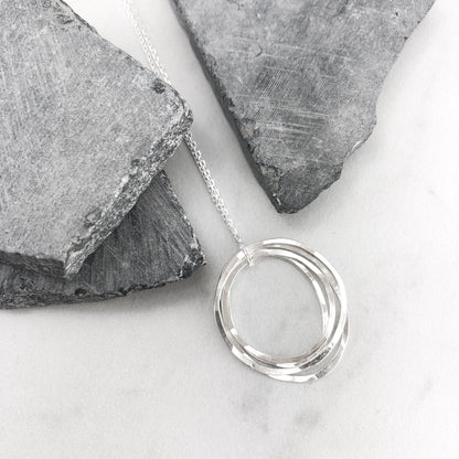 Sterling Silver Four Circle Necklace | Hammered Circle Necklace | Karma Necklace | Dainty Necklace | Family Necklace | 40th Birthday Present