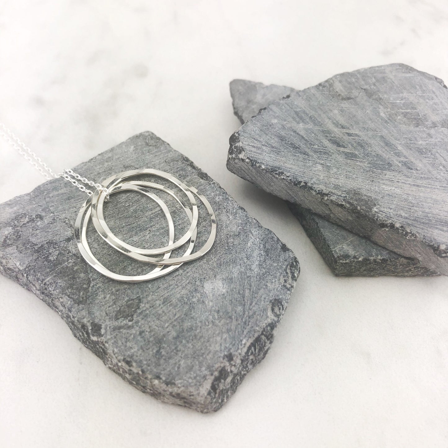Sterling Silver Four Circle Necklace | Hammered Circle Necklace | Karma Necklace | Dainty Necklace | Family Necklace | 40th Birthday Present