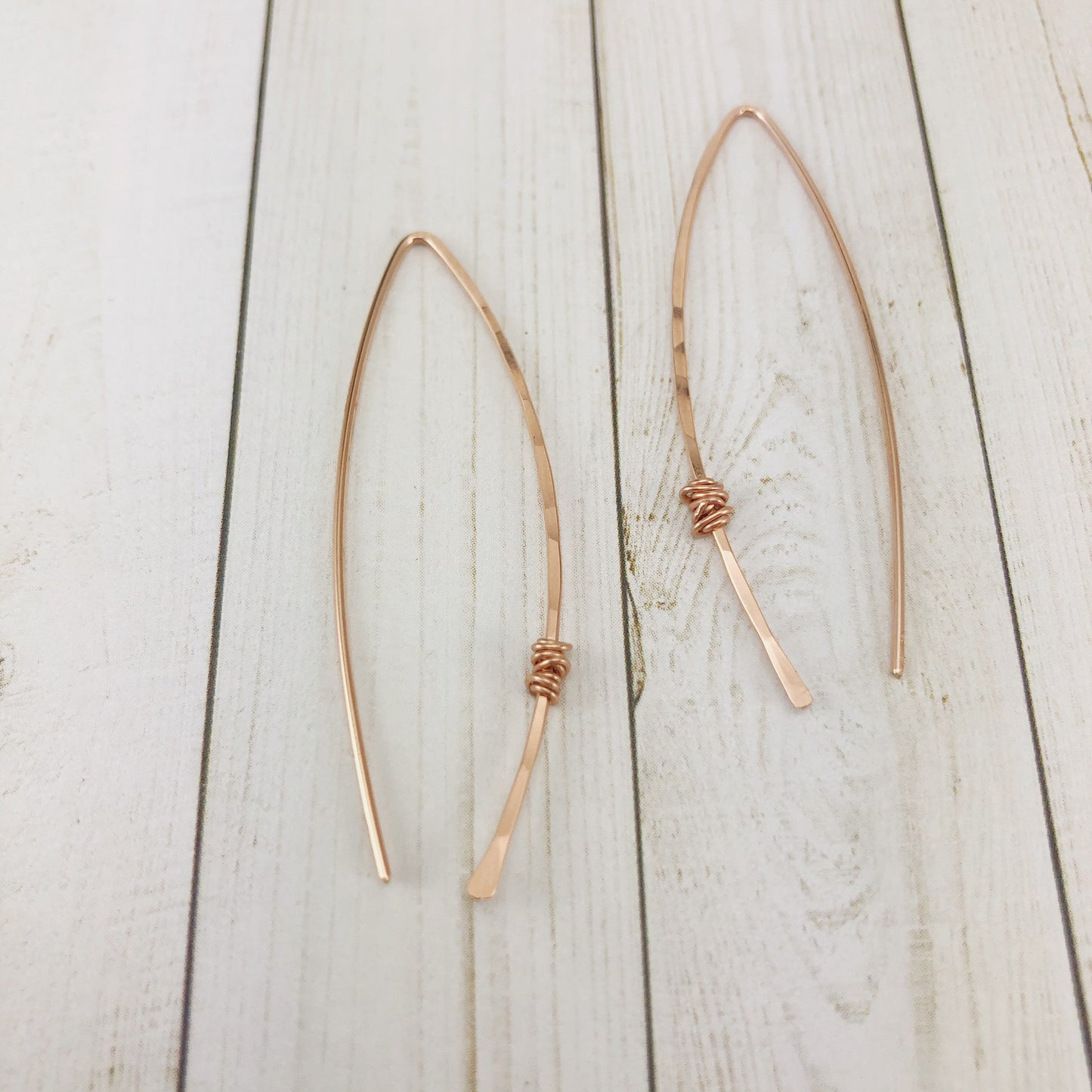 Rose Gold Threader Earrings | Arc Earrings | Open Hoops | Delicate Earrings | Dainty Open Hoops | Pull Through Earrings