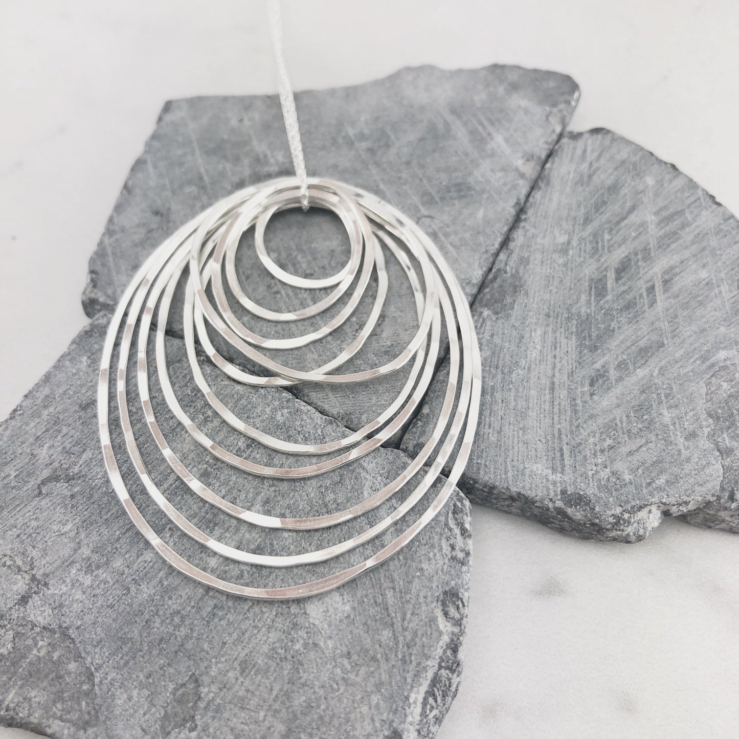 Silver Ten Circle Necklace | Karma Necklace | Circle Pendant | Hammered Circle Necklace | Family Necklace | Generations Necklace | Mother Necklace | Anniversary Necklace