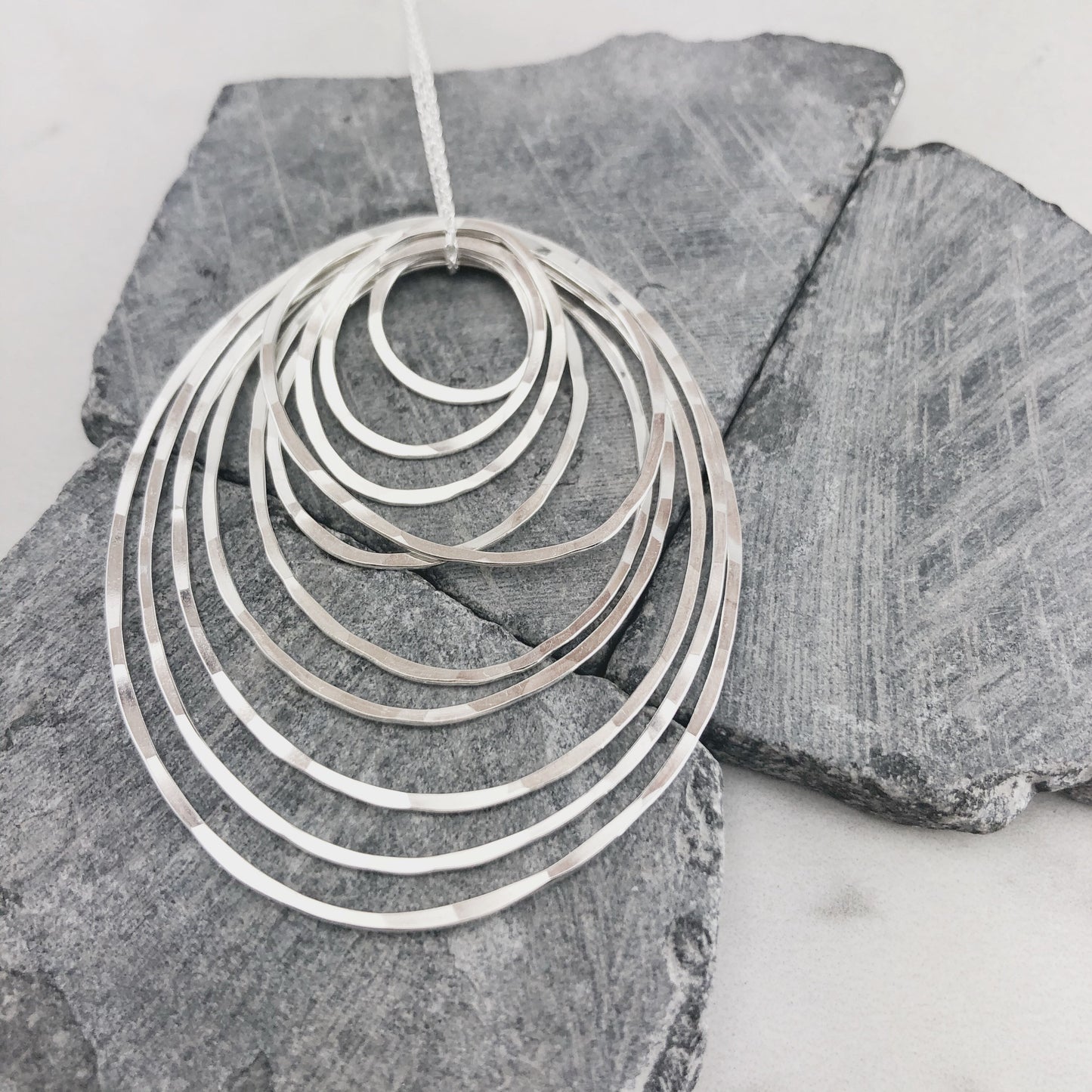 Silver Ten Circle Necklace | Karma Necklace | Circle Pendant | Hammered Circle Necklace | Family Necklace | Generations Necklace | Mother Necklace | Anniversary Necklace