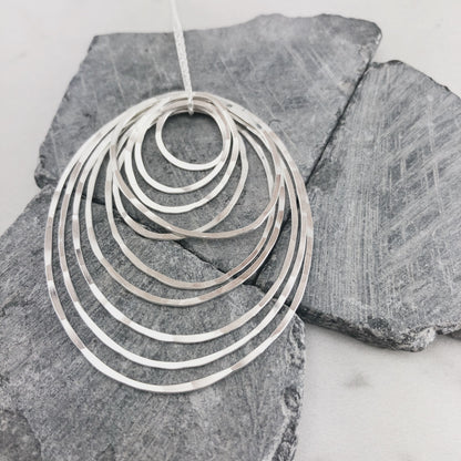 Silver Ten Circle Necklace | Karma Necklace | Circle Pendant | Hammered Circle Necklace | Family Necklace | Generations Necklace | Mother Necklace | Anniversary Necklace