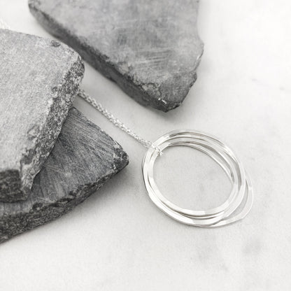 Sterling Silver Four Circle Necklace | Hammered Circle Necklace | Karma Necklace | Dainty Necklace | Family Necklace | 40th Birthday Present