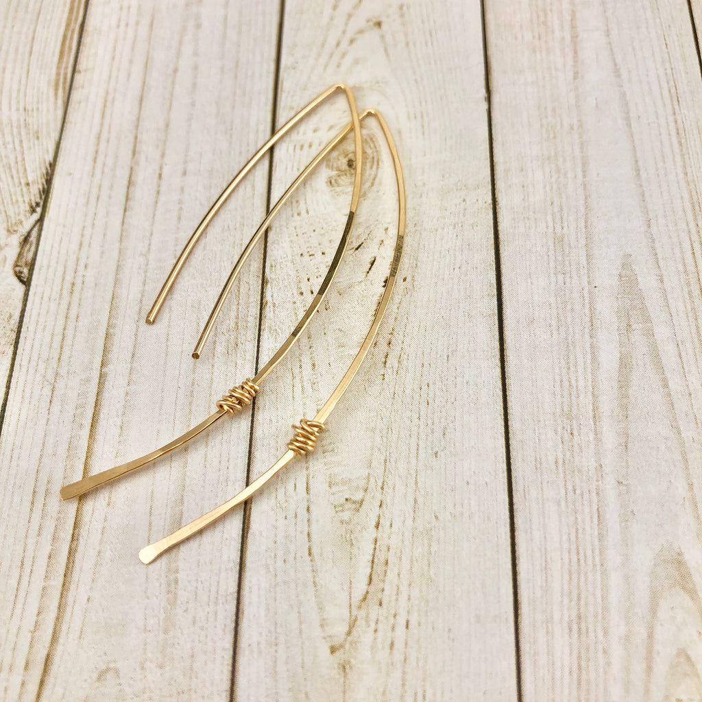 Hammered Gold Threader Earrings