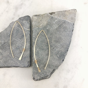 Hammered Gold Threader Earrings with gold wire wrap, minimalist earrings, delicate earrings, open hoops, dainty gold earrings
