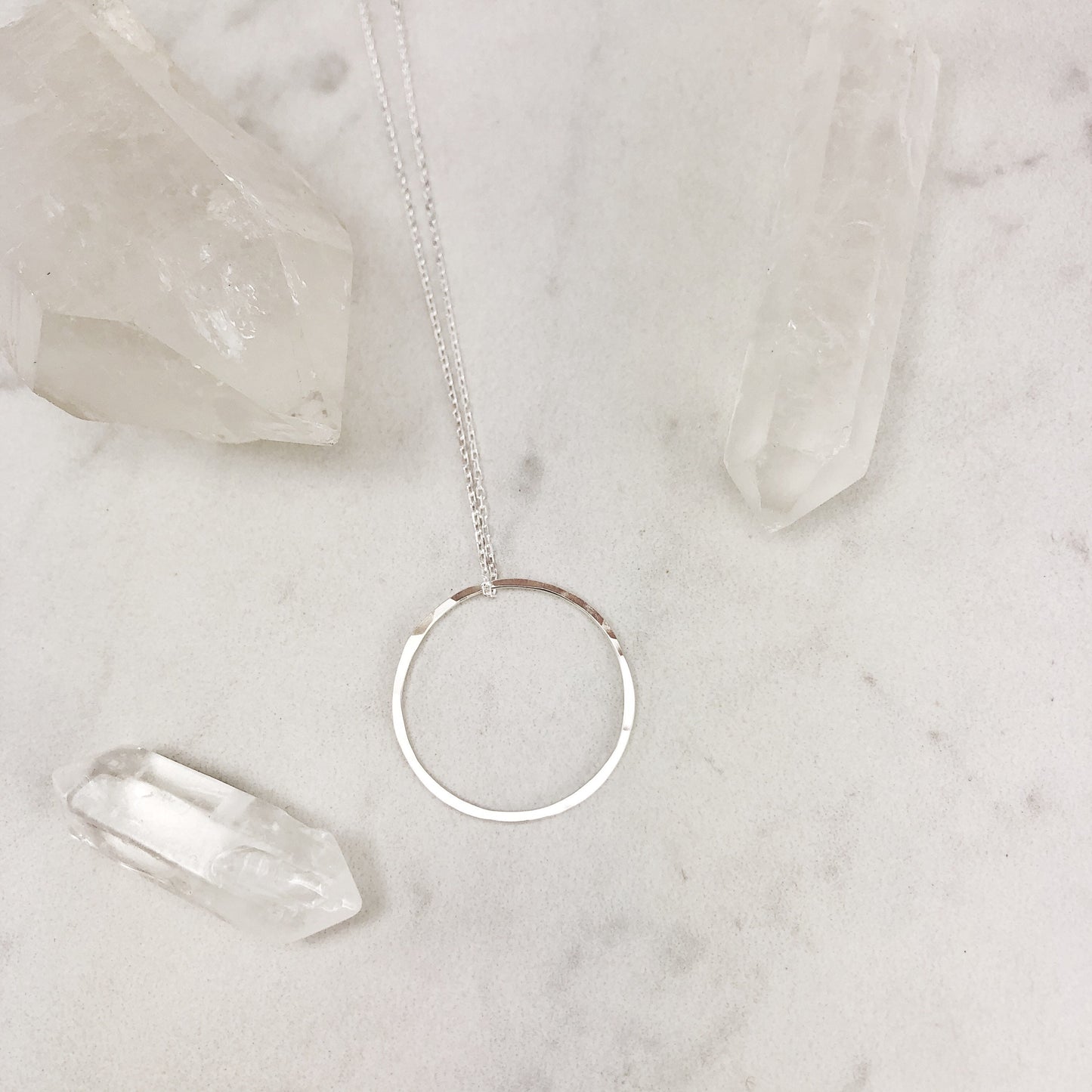 Sterling Silver Karma Necklace, Hammered Circle Necklace, Karma Jewelry, Silver Circle Pendant, Open Circle, Dainty Necklace