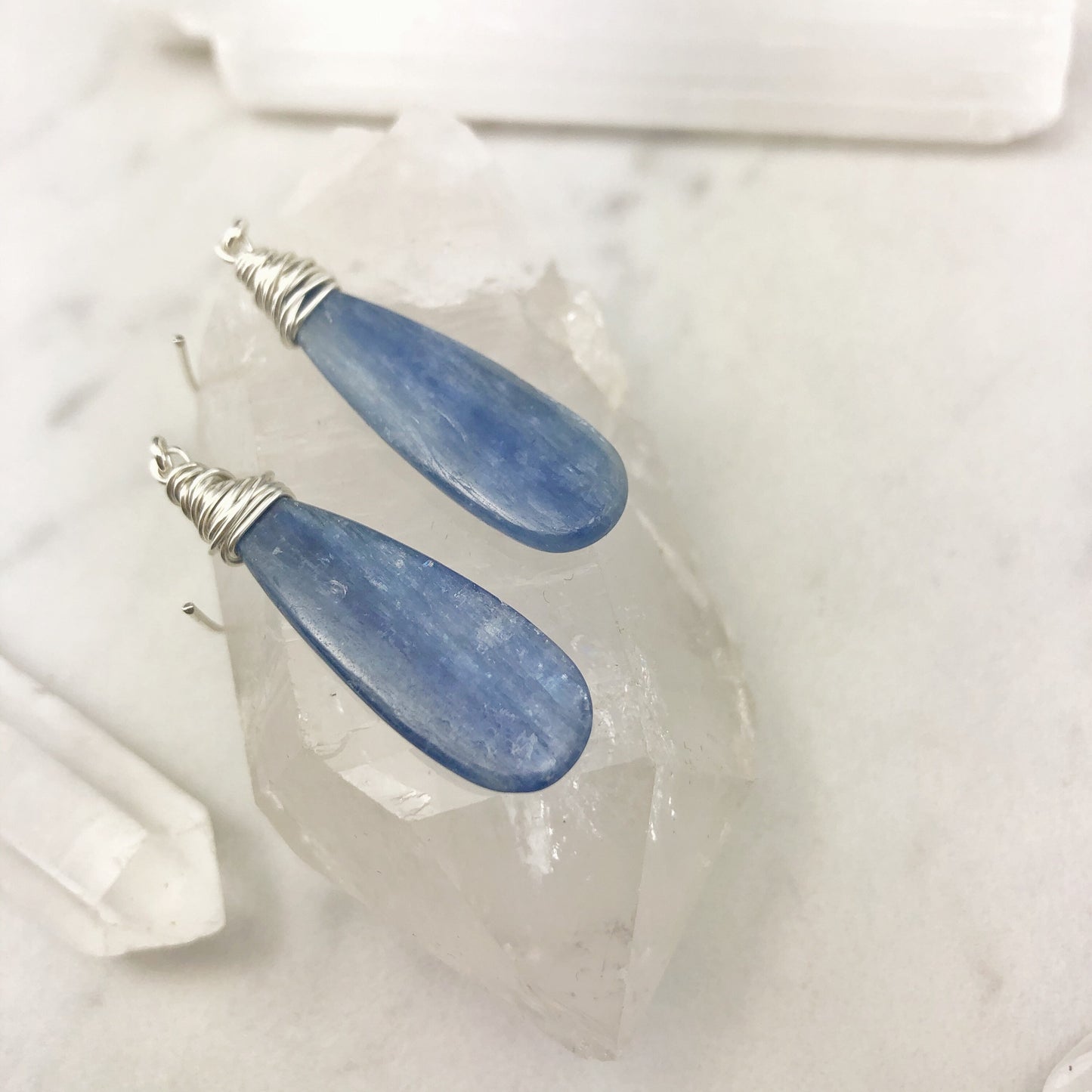 Teardrop Kyanite Earrings | Boho Teardrop Earrings | Blue Stone Earrings | Crystal Earrings | Statement Earrings | Silver Drop Earrings | Teardrop Earrings